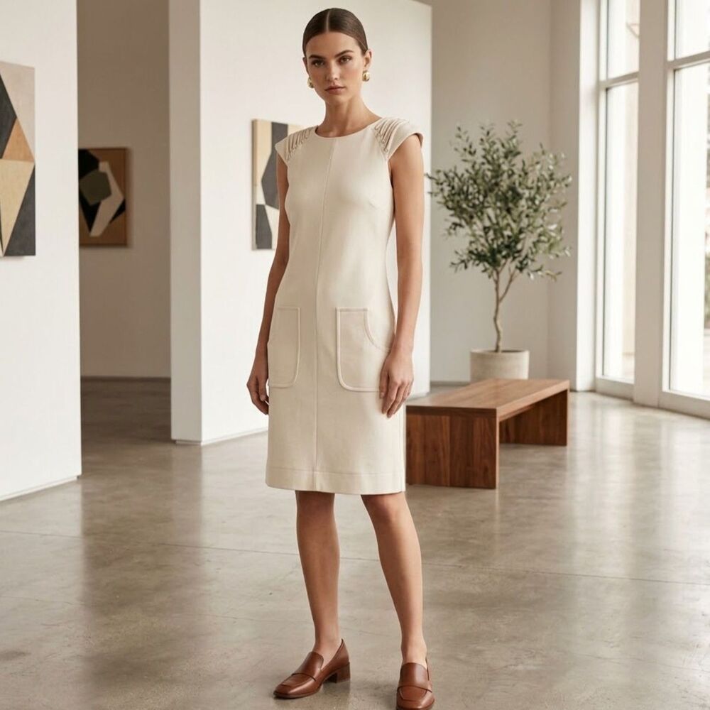Cynthia Steffe Cap Sleeve Shift Dress in Cream 2